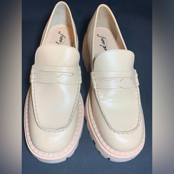 Free People Lyra Lug Sole Penny Loafer Shoes Women Size 8.5 Platform Chunky - Picture 7 of 8